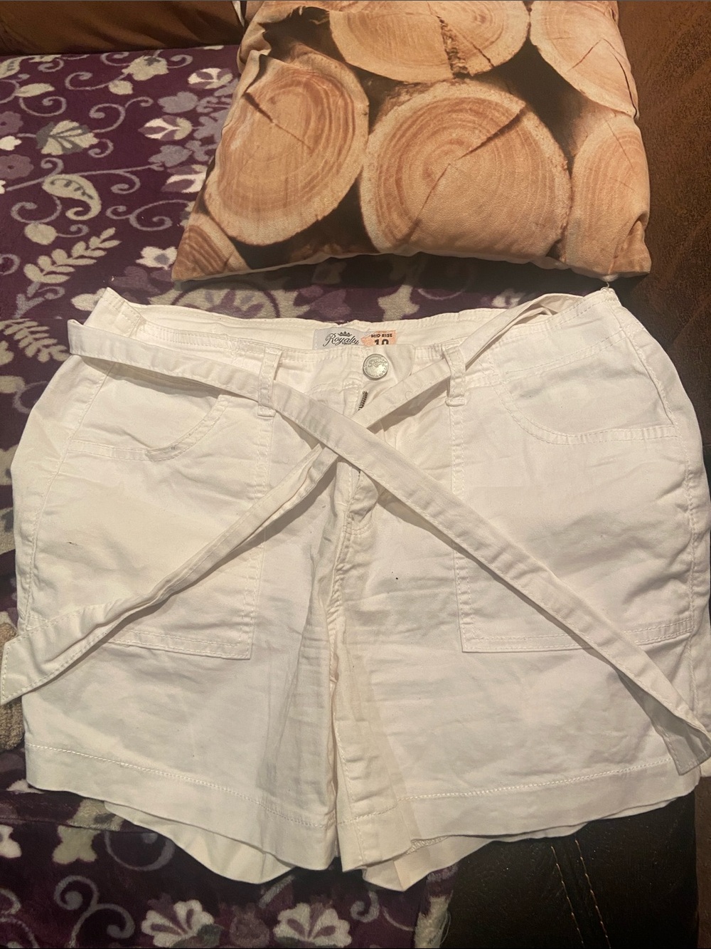 Royalty For Me White Women’s Cargo Bermuda Shorts with Waist Tie